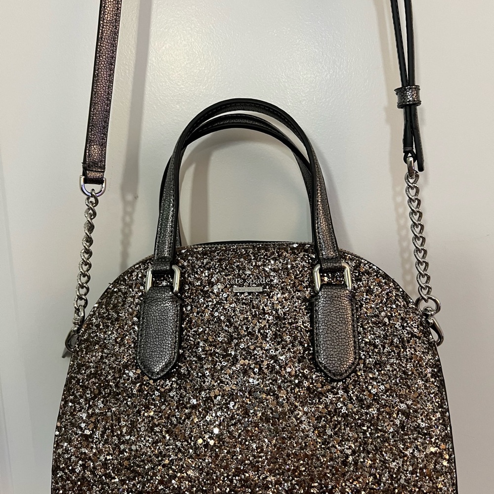 Kate Spade Rare Riley High Golden and Silver High Glitter Bag 9.75w x 7.5h